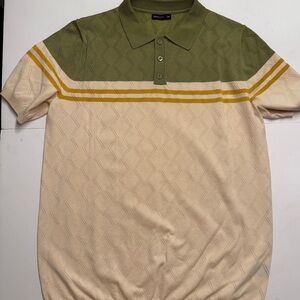 NWOT Men's Green and Cream Sweater Polo